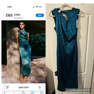 Zara Blue Halter Sheath Midi Dress